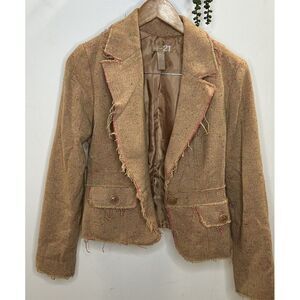 Y2K Twenty-one Gold Pink Lined Cropped Jacket Size L 60% Wool‎